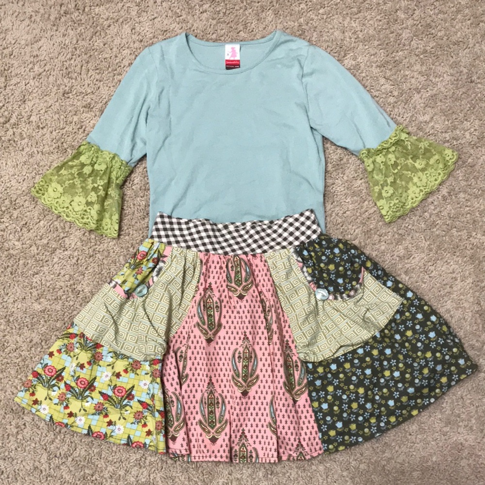 Matilda Jane Serendipity Blueberry Boat T and Calico Gabbi Skirt NWT size 8